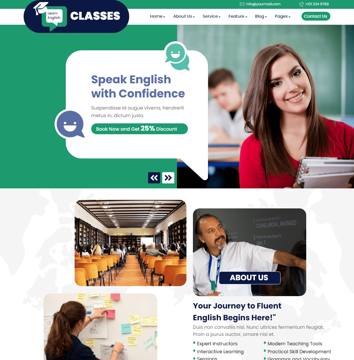 Free English Speaking Classes WordPress Theme