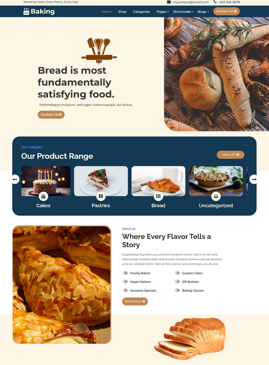 Premium Baker Shop Wordpress Theme