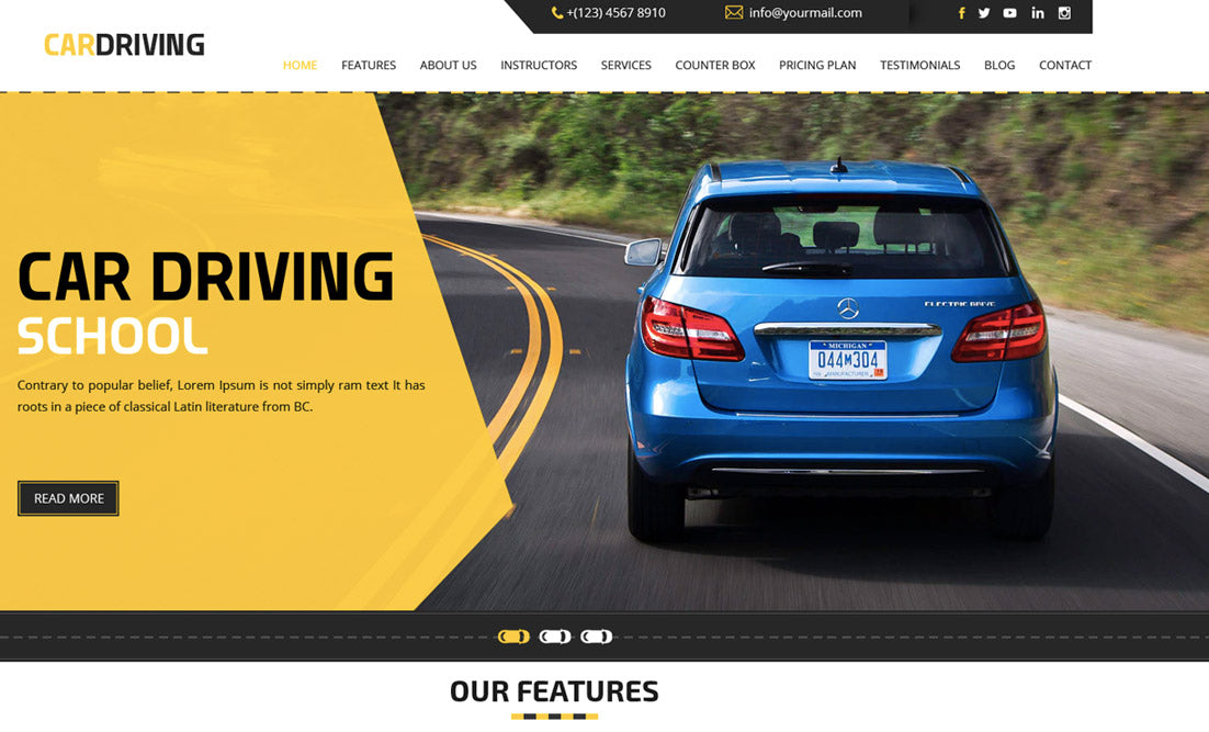 Free Driving School WordPress Theme