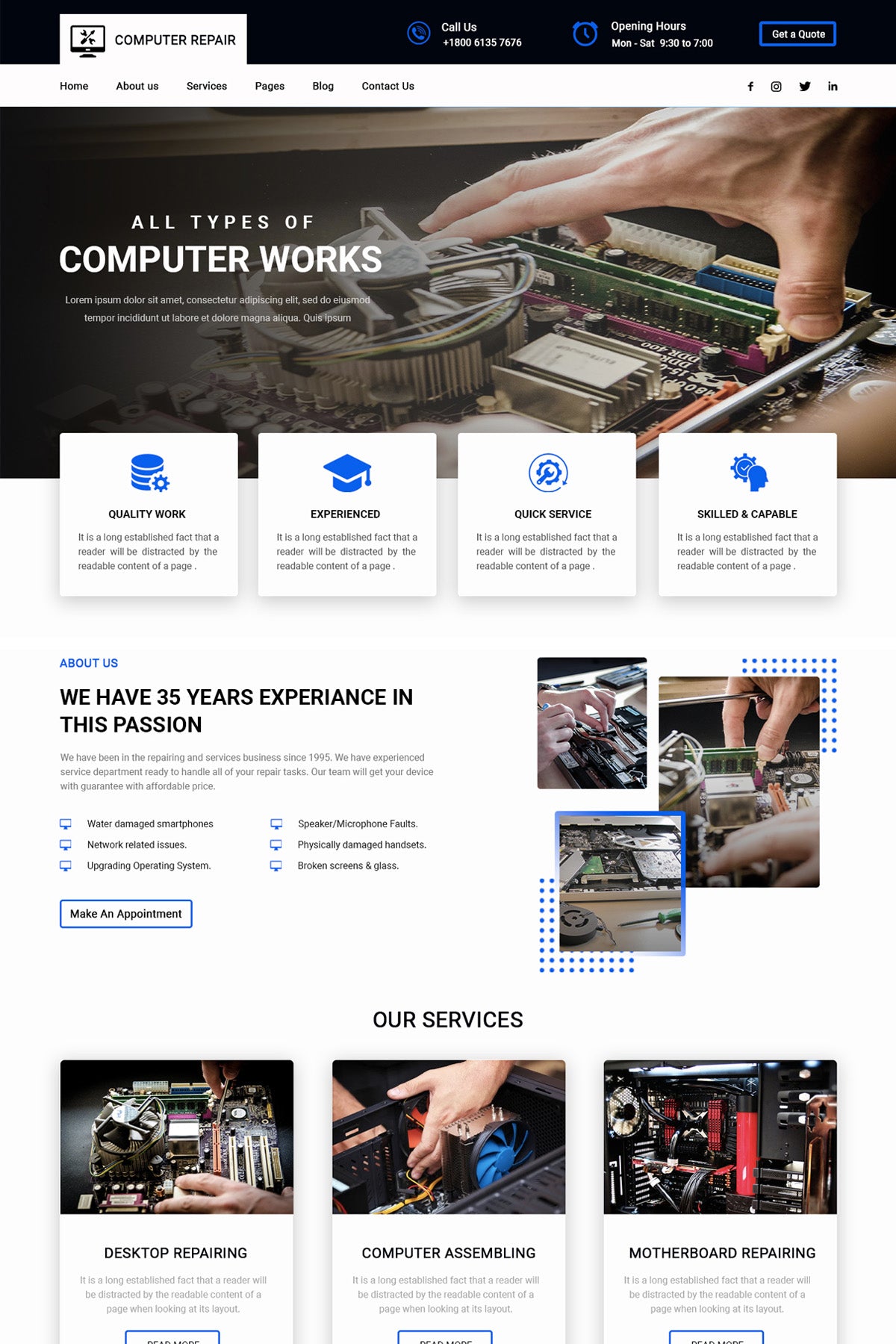 Free Computer Repair Shop WordPress Theme