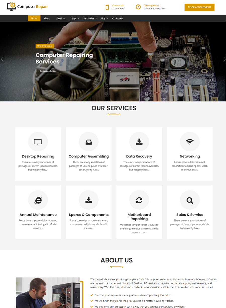 Premium Computer Repair Wordpress Theme