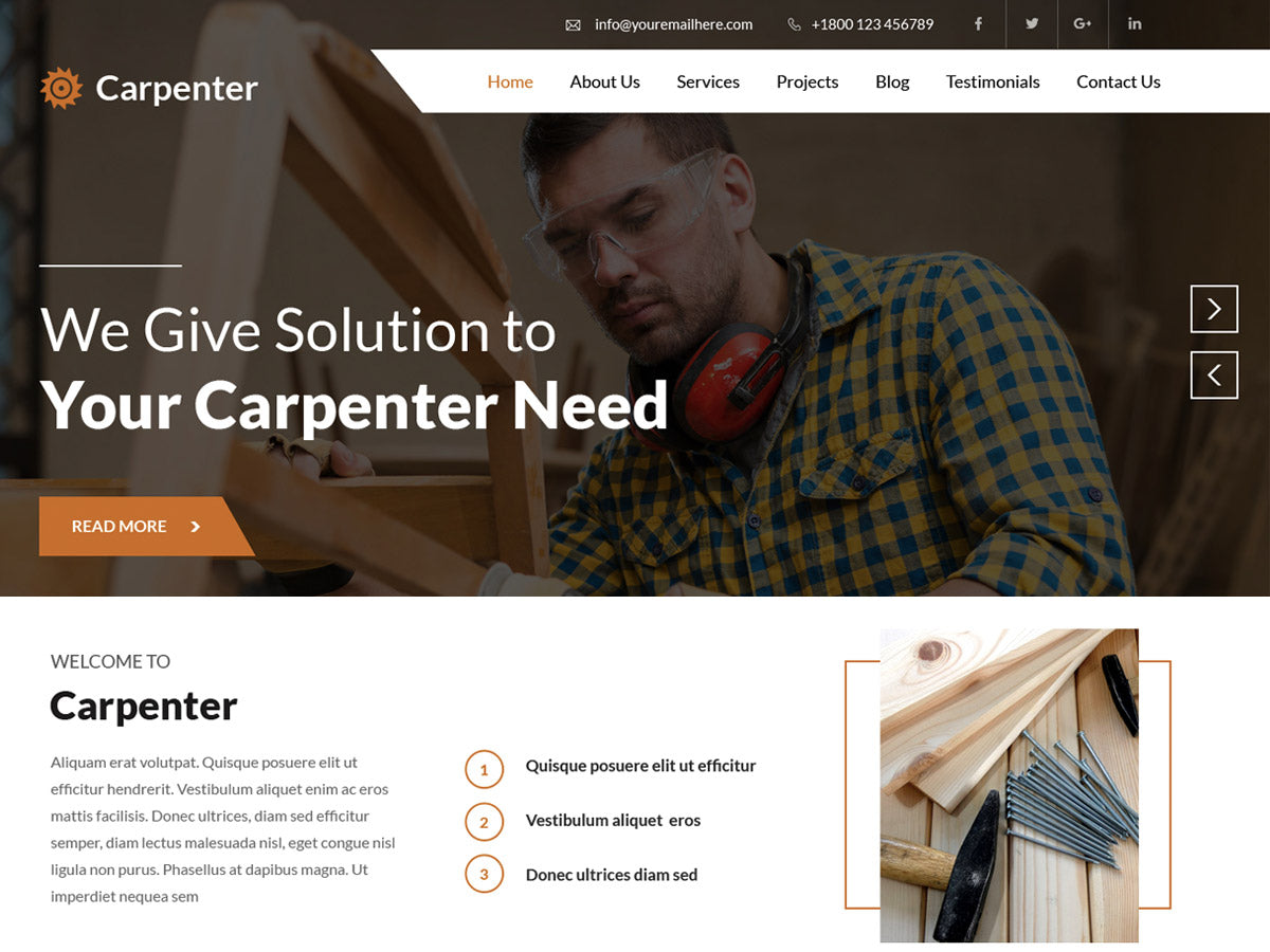 Free Carpenter WordPress Theme