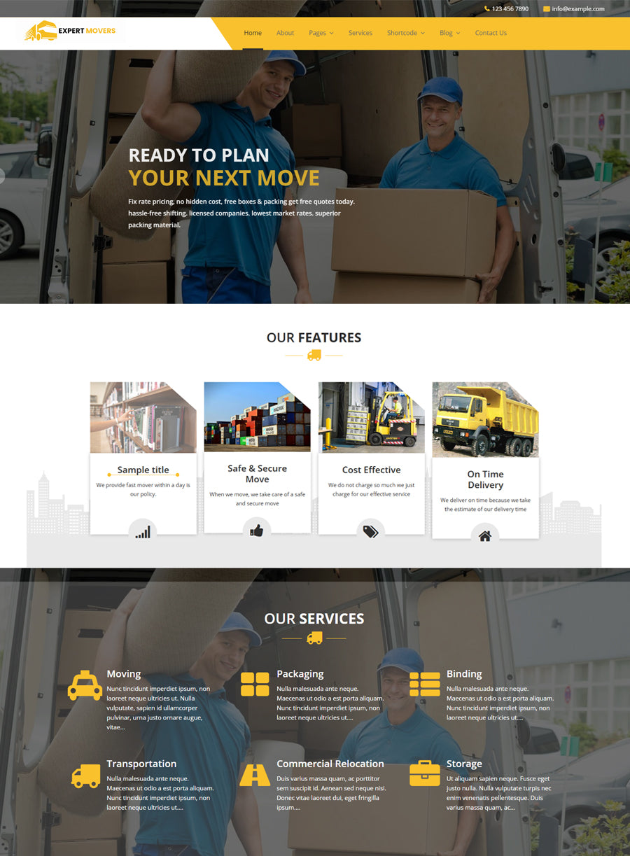Premium Expert Movers Wordpress Theme