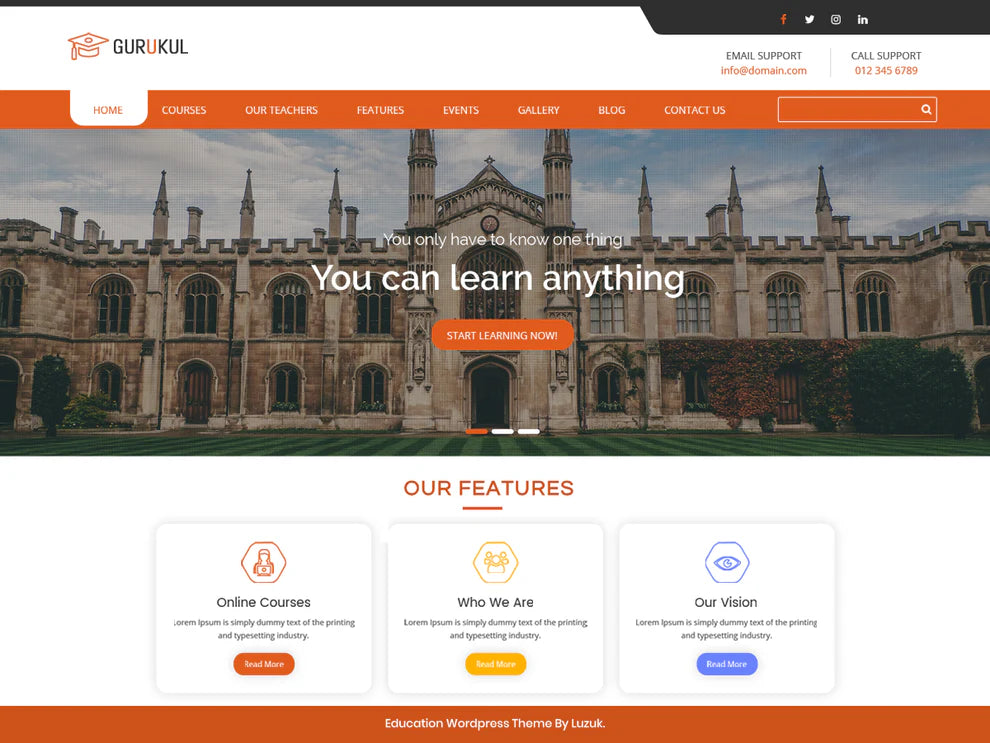 Free Gurukul Education WordPress Theme