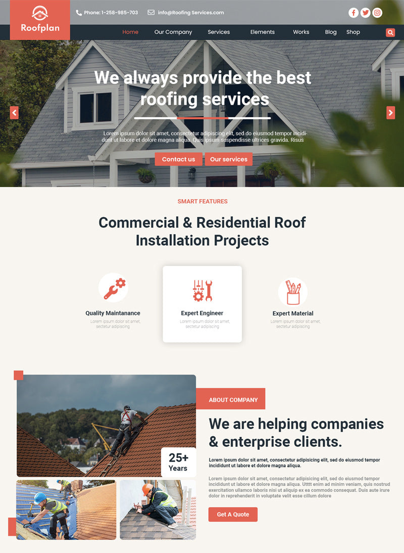 Free Roofing WordPress Theme