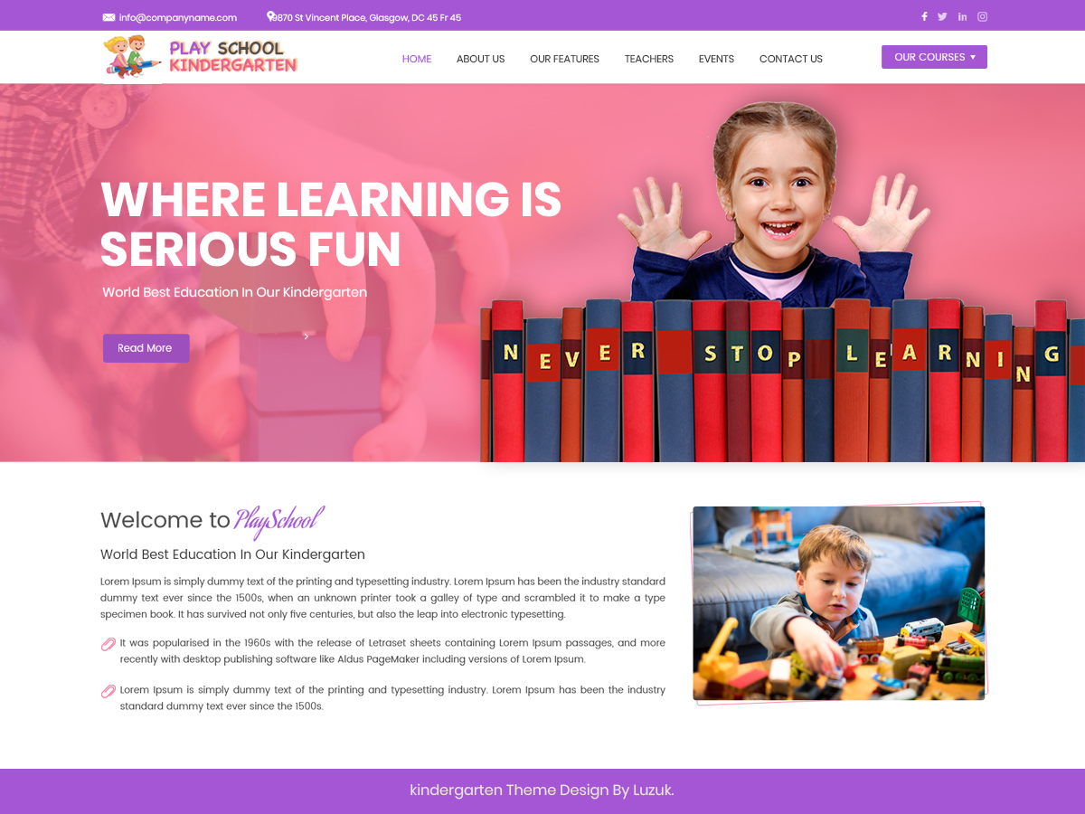 Free Kindergarten WordPress Theme