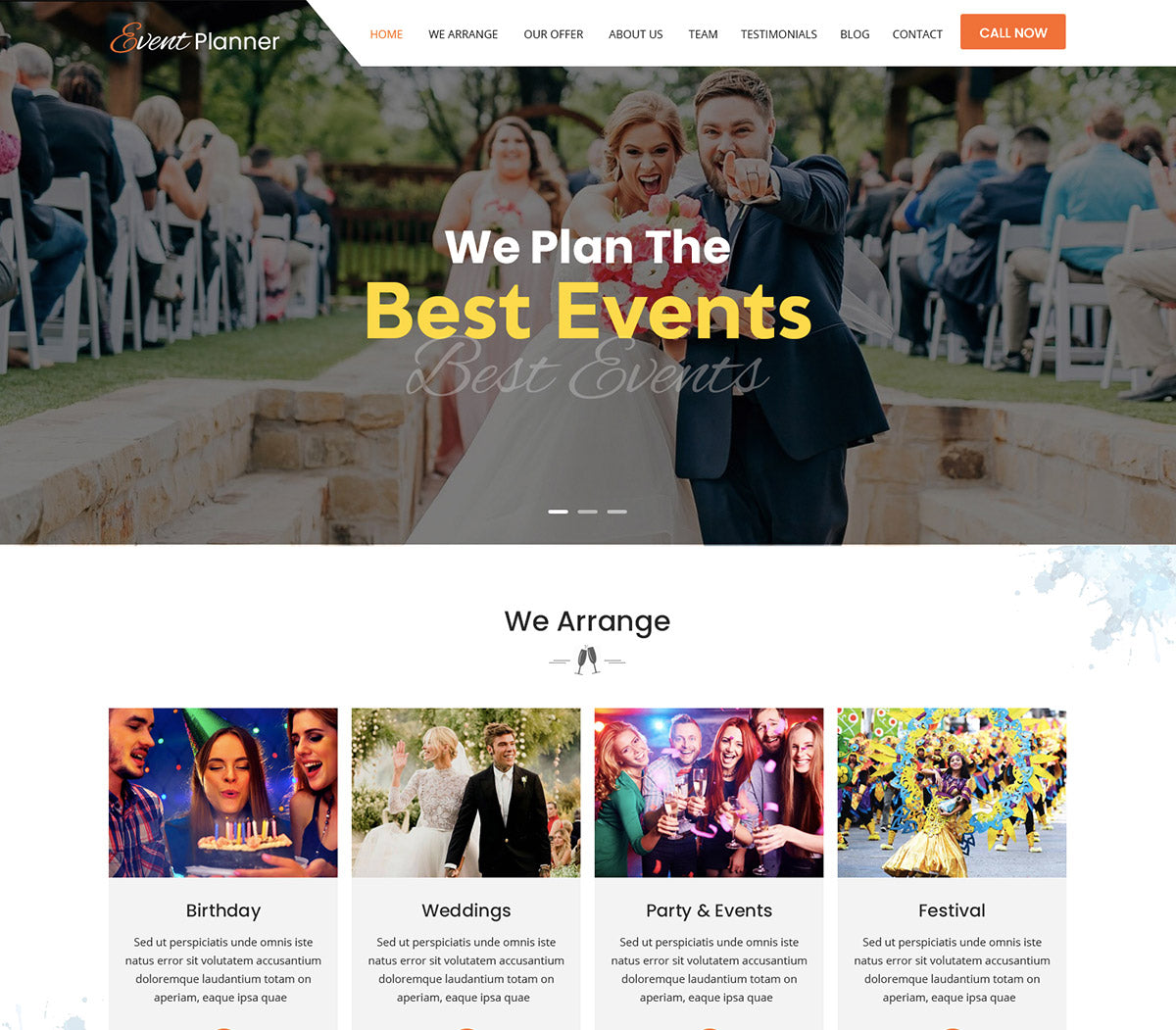 Free Event Planner WordPress Theme