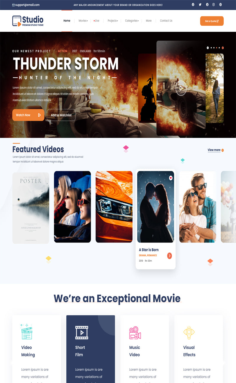 Free Videography WordPress Theme