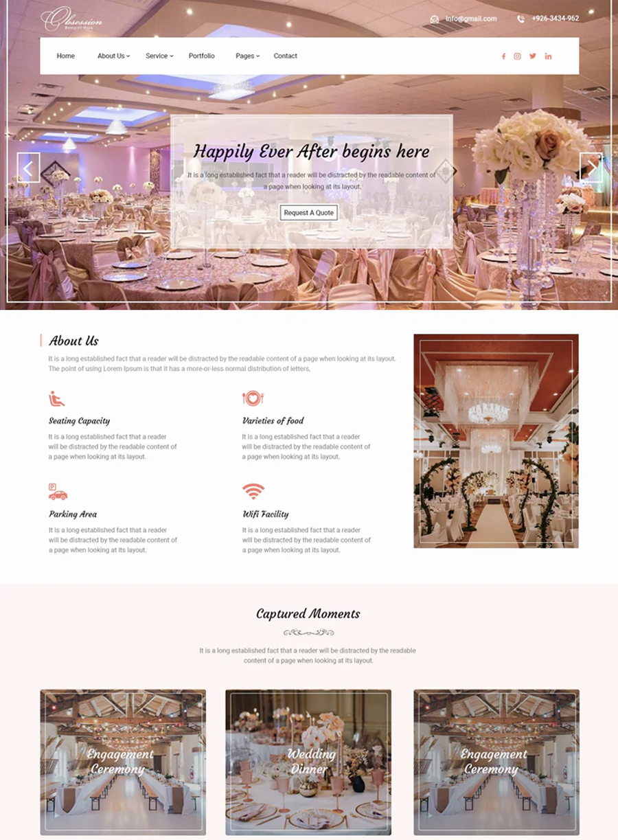 Premium Wedding Hall Wordpress Theme