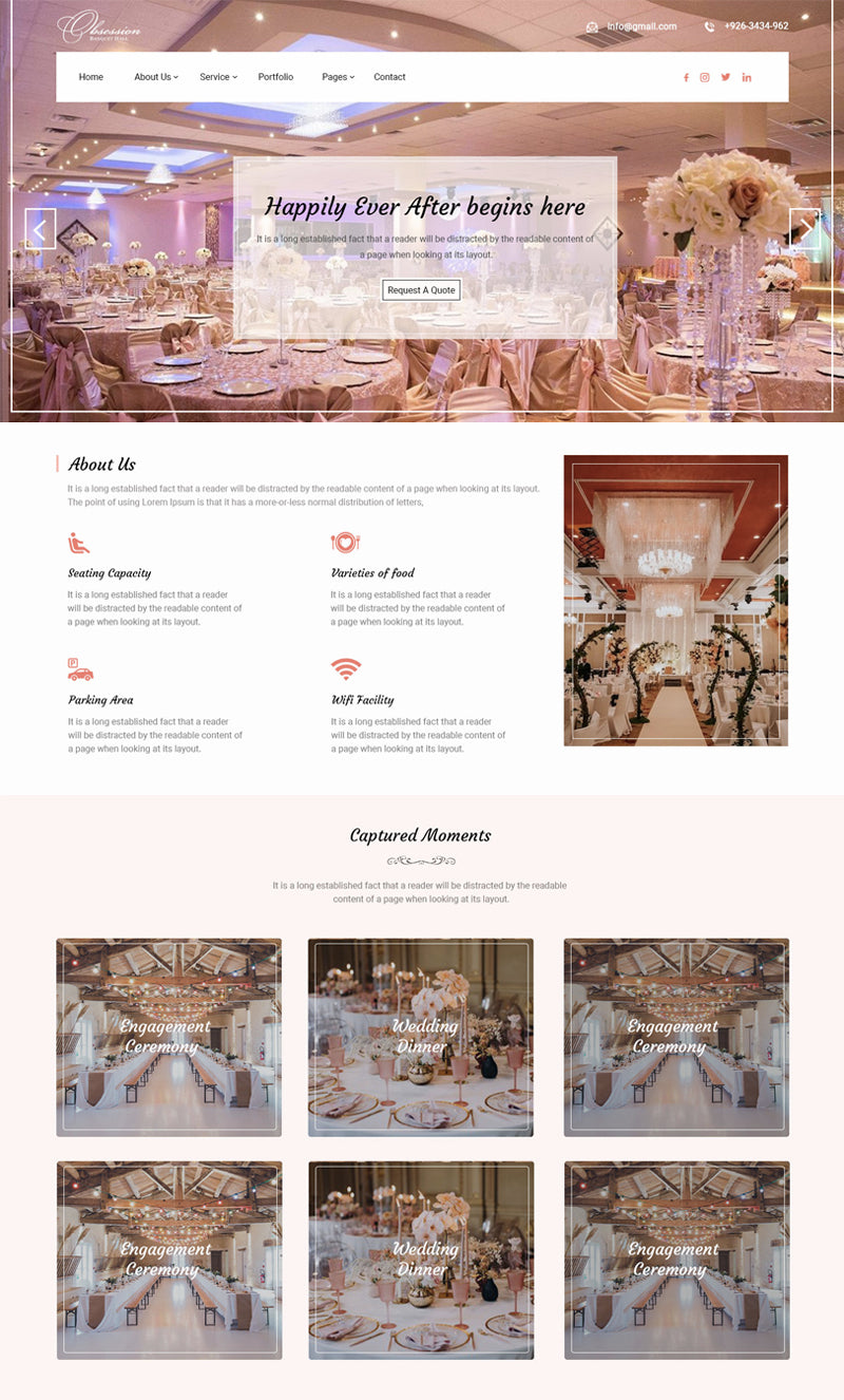 Free Wedding Hall WordPress Theme