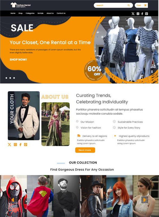 Premium Clothes Rental Services Wordpress Theme