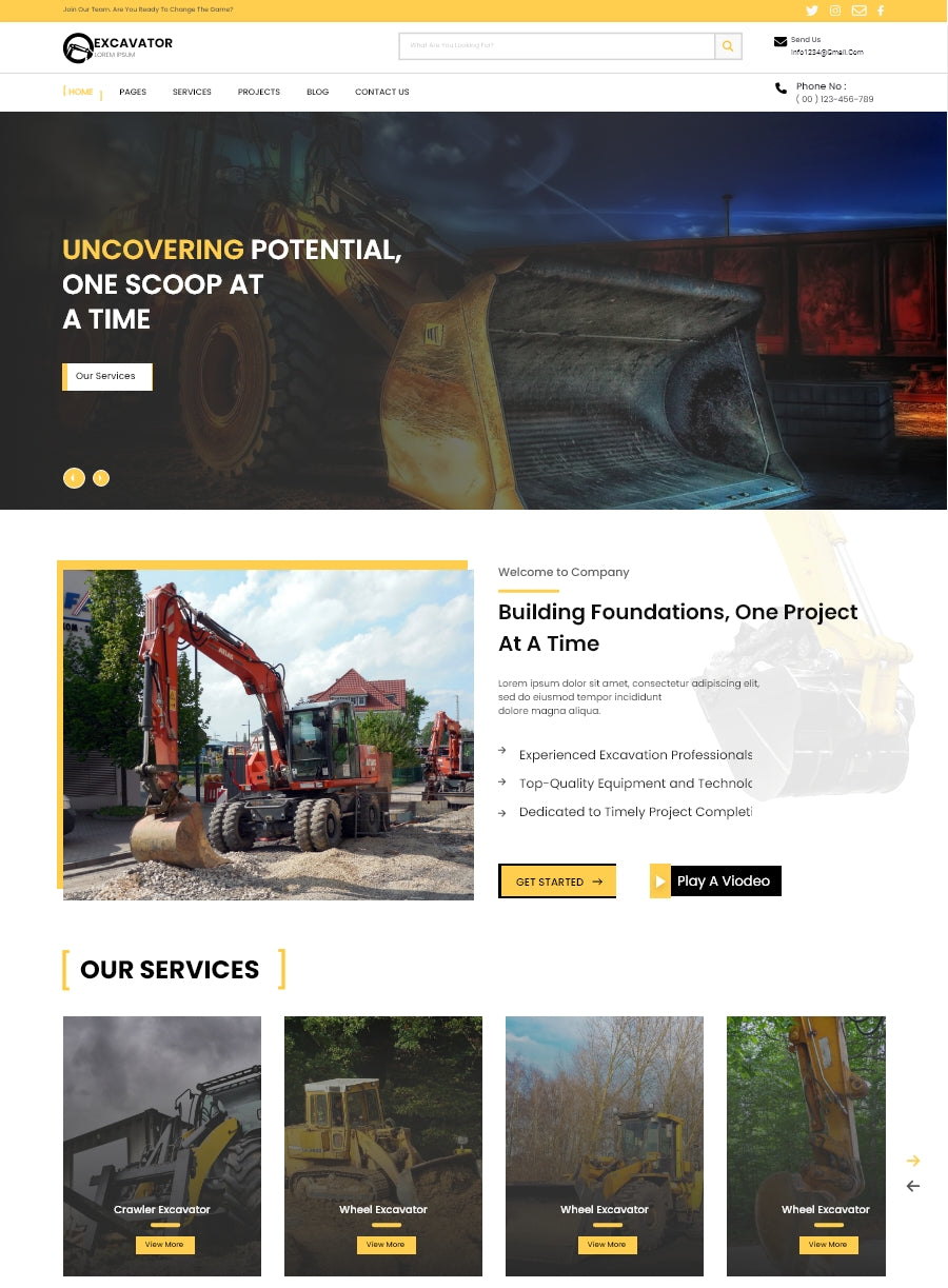Free Excavator WordPress Theme
