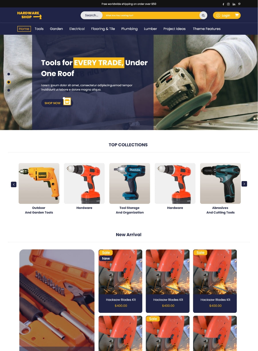 Free Hardware Store WordPress Theme
