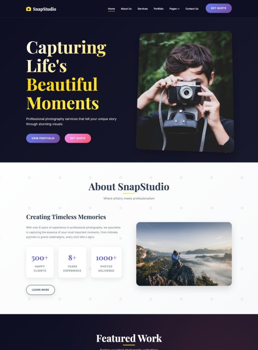 SnapStudio - Premium Photography HTML Template