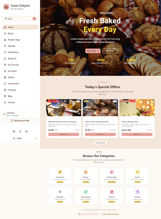 Premium Sweet Delights Bakery Wordpress Template