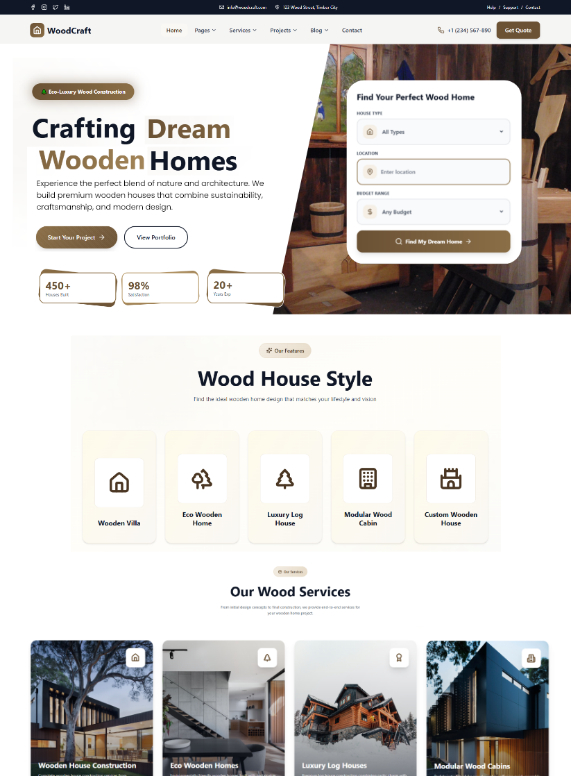 Free Wood House Construction WordPress Theme