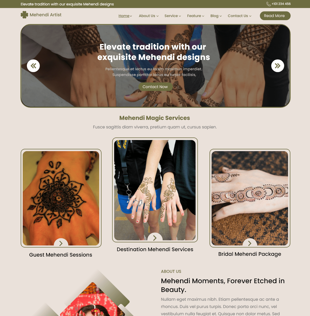 Free Heena Mehndi Artist WordPress Theme