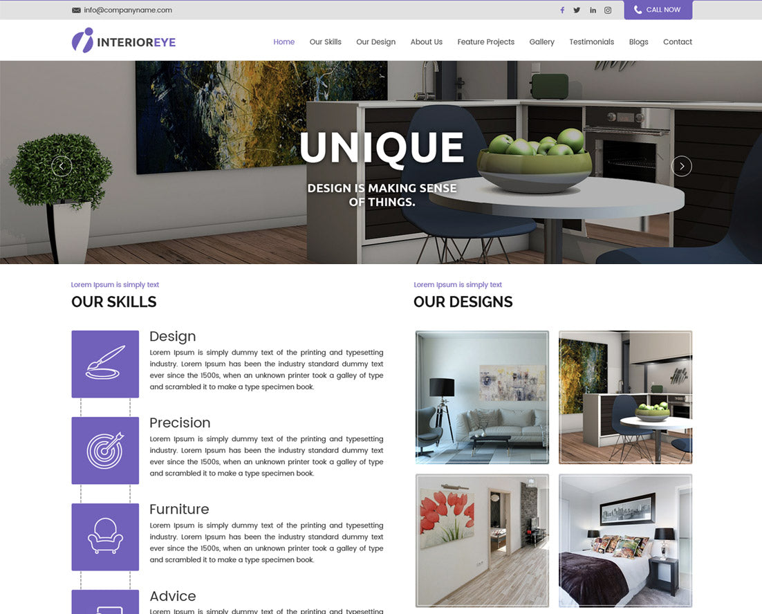 Free Interior Design WordPress Theme