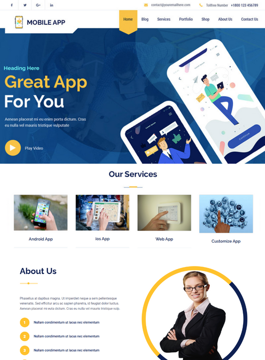 Premium Multi Mobile App Wordpress Theme