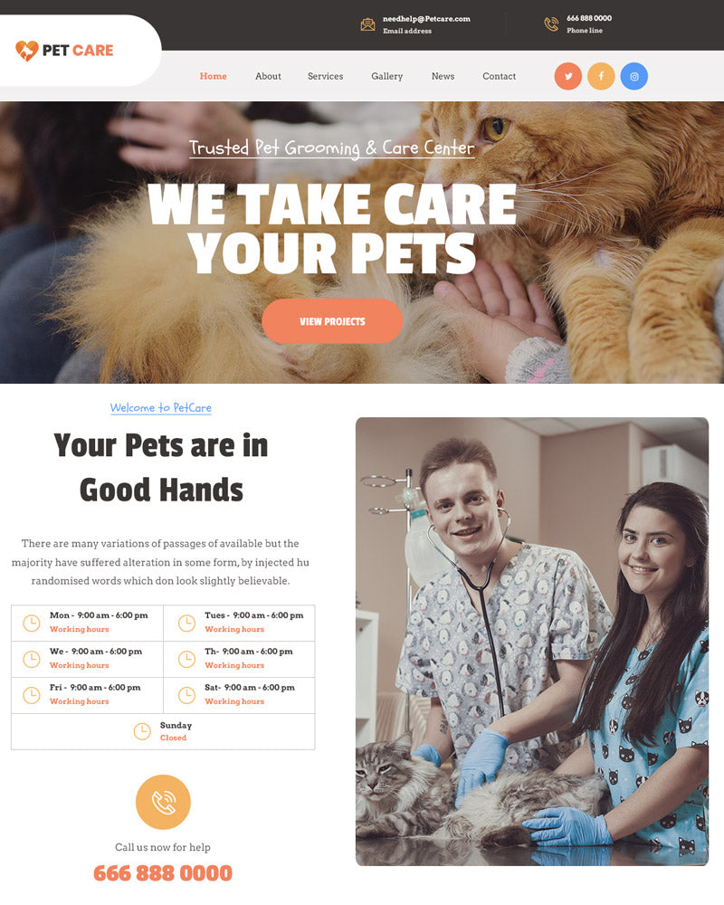 Free Pet Care WordPress Theme