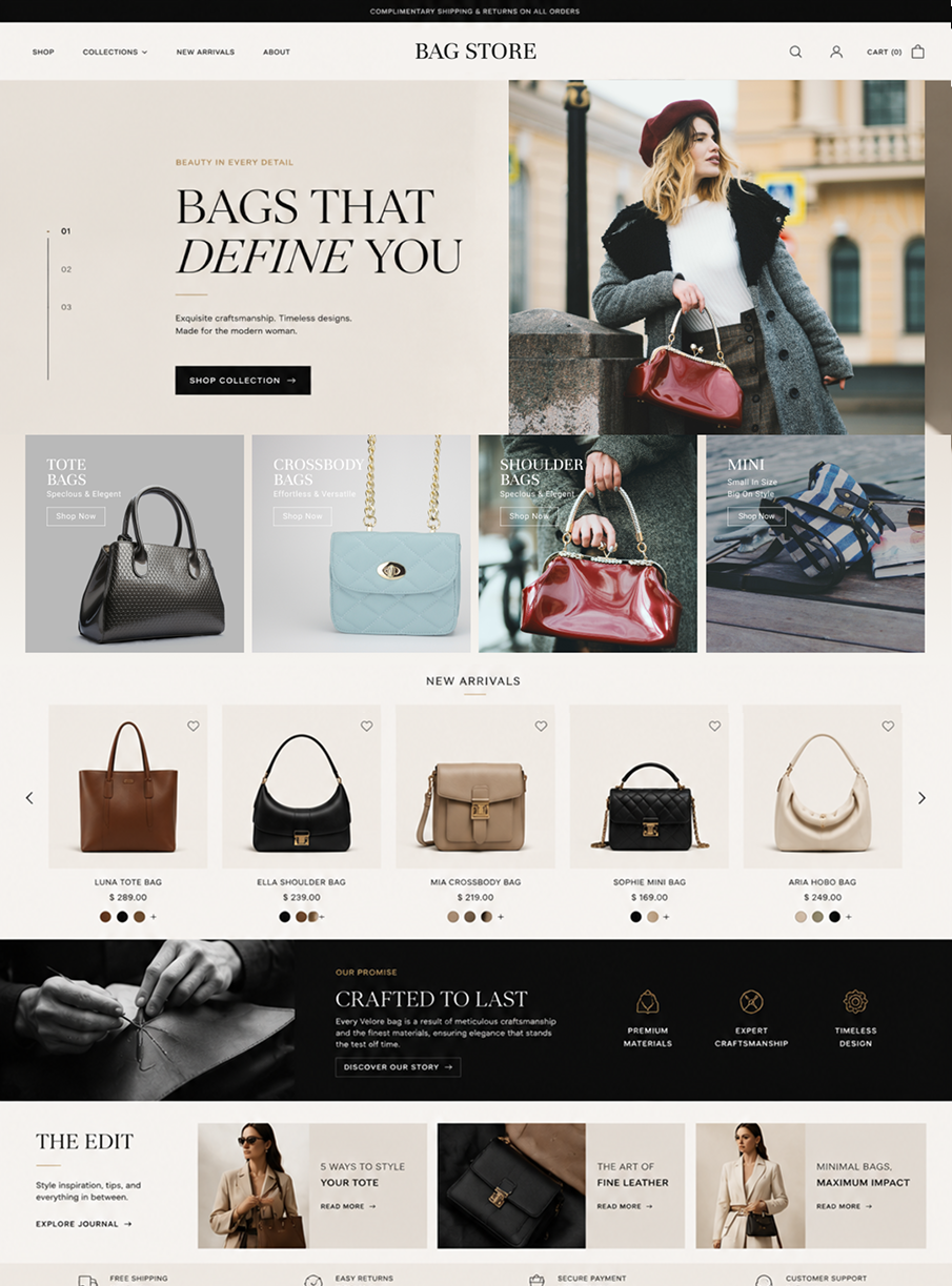 Free Handbag Ecommerce Store Wordpress Theme